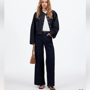 NWT Madewell Superwide-Leg Trouser Jeans black size 32